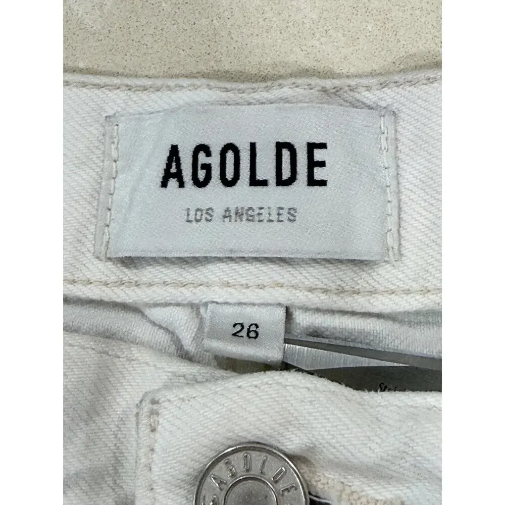 Agolde Parker Jean Denim High Rise Cutoff Shorts White 26